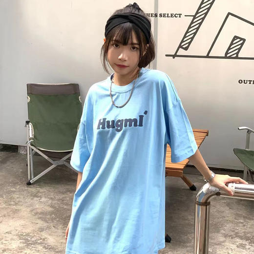 Hugmi Brand夏季冰淇淋色短袖宽松百搭ins休闲LOGO印花新款T恤 商品图2