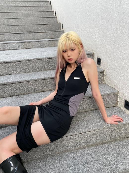 MATEMATE原创机能运动面料黑灰色拼接两穿可拆卸多穿法特工连衣裙 商品图1