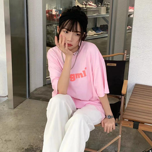 Hugmi Brand夏季冰淇淋色短袖宽松百搭ins休闲LOGO印花新款T恤 商品图3