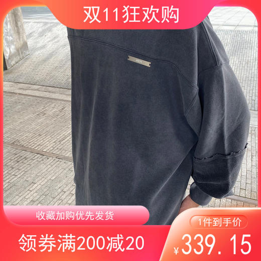 THE AIER 21AW新品拼接圆领套头卫衣宽松街头铁牌长袖 商品图0
