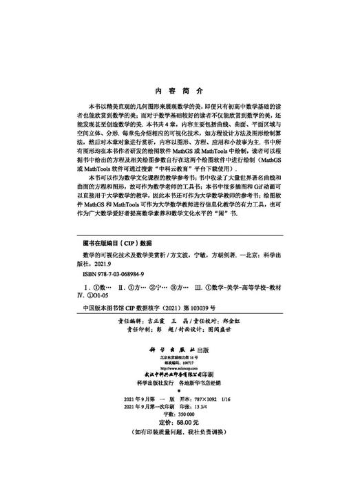 数学的可视化技术及数学美赏析/方文波，宁敏，方朝剑 商品图2