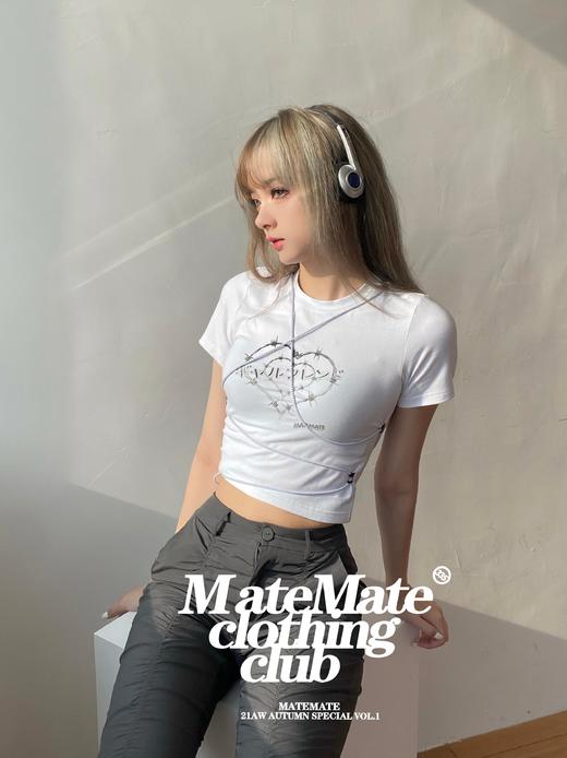 MATEMATE原创荆棘之爱logo反光绑带短款舒适紧身T恤 商品图1