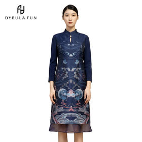 戴布拉芬蓝花连衣裙L24D561