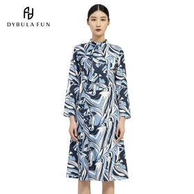 戴布拉芬蓝花连衣裙L24D573