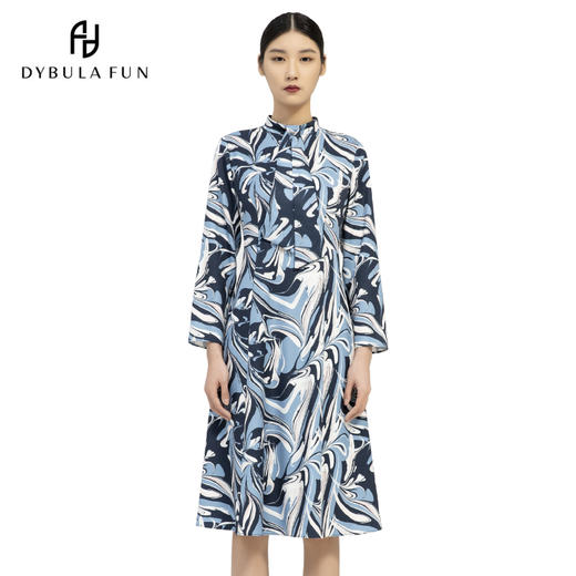 戴布拉芬蓝花连衣裙L24D573 商品图0