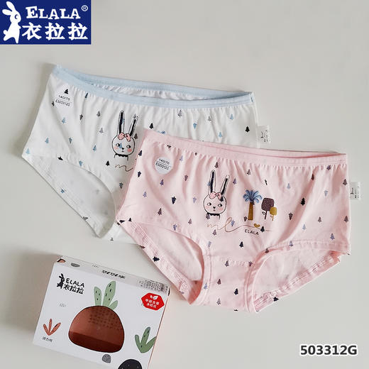 衣拉拉女童内裤儿童三角内裤中小童弹力纯棉泡泡立体宝宝裤头2条 商品图2