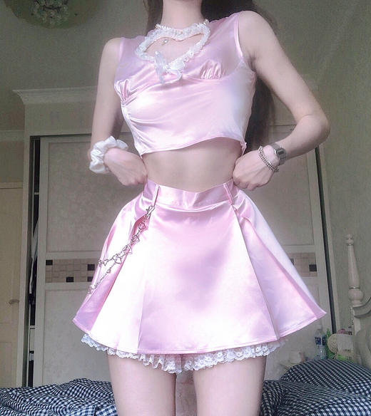 限时清仓特价7折---坠落天使系列甜酷粉黑性感纯欲蕾丝套装 商品图3