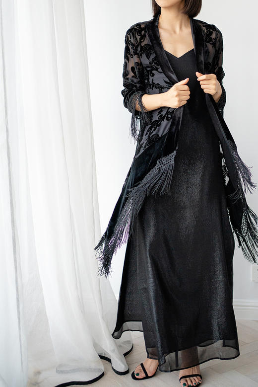 CG｜Irregular Fringe Velvet Cardigan [真丝丝绒提花外套] 商品图1