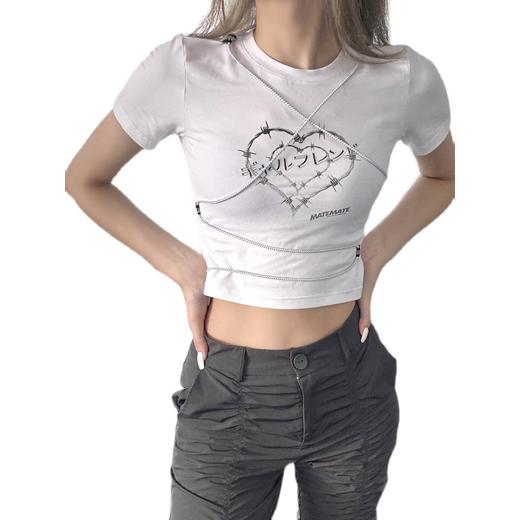 MATEMATE原创荆棘之爱logo反光绑带短款舒适紧身T恤 商品图4