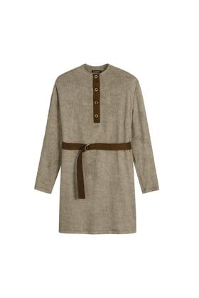 毛毛拼接连衣裙