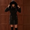 可拆式皮草领黑色收腰长羽绒服外套 商品缩略图2