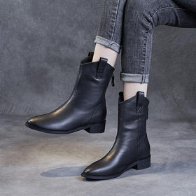 潮ins酷英伦风，尖头瘦切尔西马丁靴气质头层牛皮靴ZM-MN1818