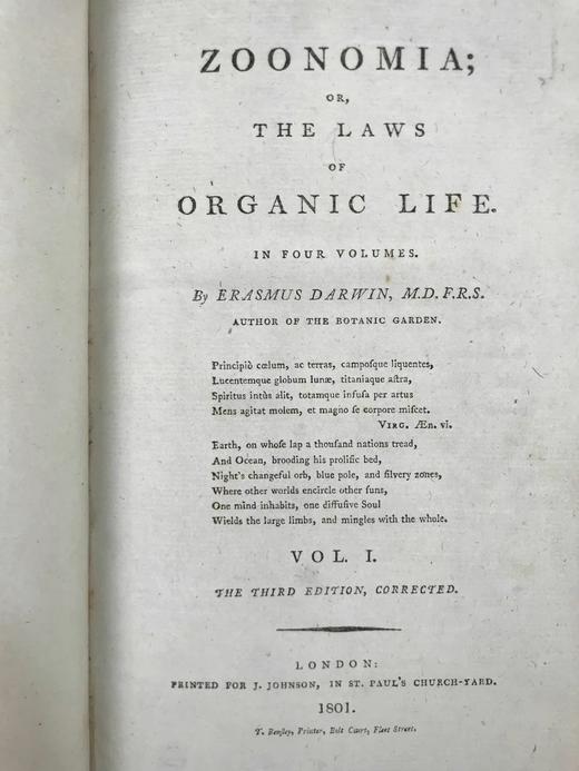 1801年 伊拉斯谟斯·达尔文《动物学》（全4卷）11页版画插图 真皮精装大32开 商品图3