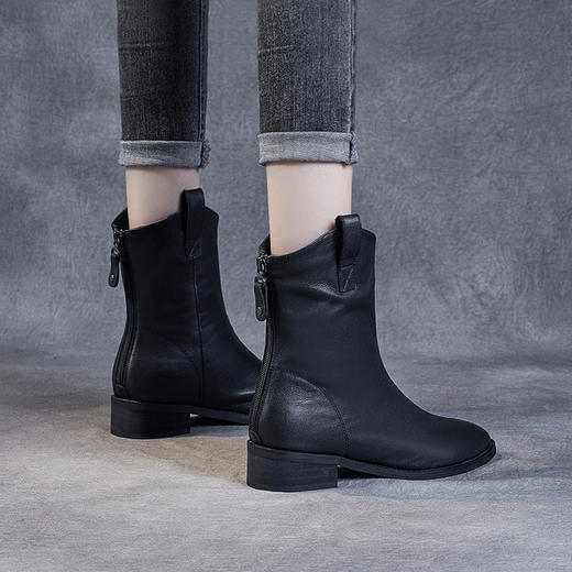 潮ins酷英伦风，尖头瘦切尔西马丁靴气质头层牛皮靴ZM-MN1818 商品图2