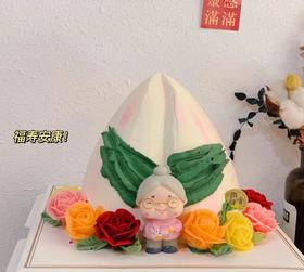 豆沙花寿桃蛋糕