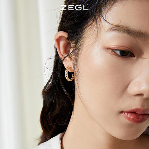 ZEGL链条C型耳环女2021年新款潮耳钉ins风复古925银针秋冬耳饰品 商品图6