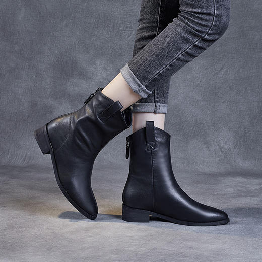 潮ins酷英伦风，尖头瘦切尔西马丁靴气质头层牛皮靴ZM-MN1818 商品图1