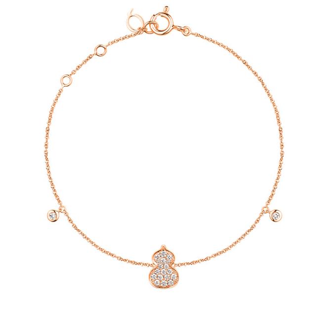 【二手9新】qeelin麒麟 petite wulu 18k玫瑰金钻石葫芦手链g55