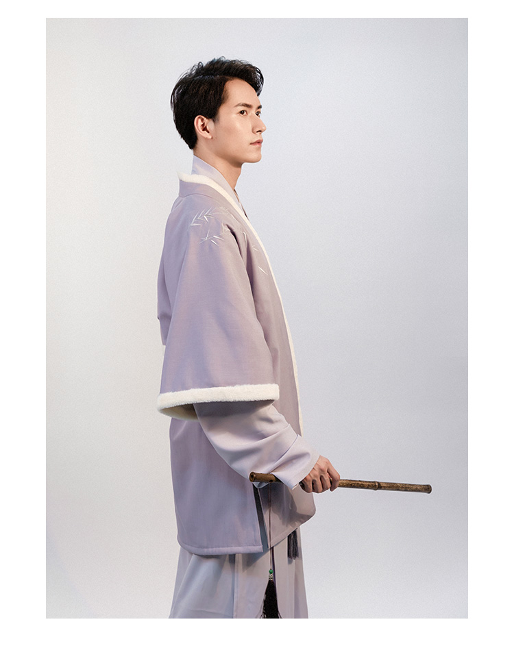 重回汉唐庭竹细雪男款直领对襟背心