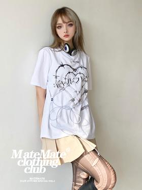MATEMATE原创设计oversize百搭纯欲荆棘之爱绑带大T恤