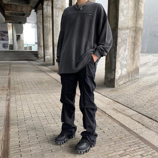 THE AIER 21AW 新品设计感褶皱秋冬长裤休闲嘻哈街头宽松工装裤 商品图3