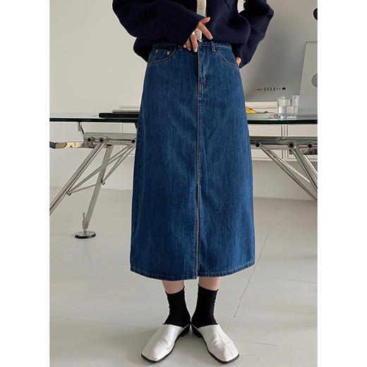 <有书独家>【服饰鞋包】十三行女装秋冬韩版高腰休闲A字裙开叉包臀裙牛仔半身裙D9690 商品图0