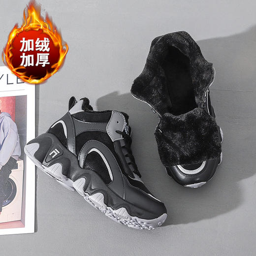网红款2021冬季新款韩版加绒高帮马丁靴女ins潮学生休闲百搭保暖板鞋 商品图1