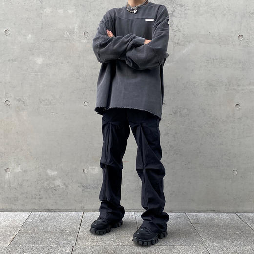 THE AIER 21AW 新品设计感褶皱秋冬长裤休闲嘻哈街头宽松工装裤 商品图1