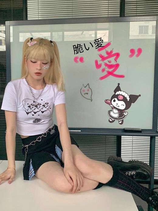 MATEMATE原创两色少女爱的丘比特logo显瘦百搭紧身纯欲甜酷短袖 商品图4