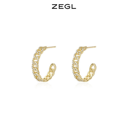 ZEGL链条C型耳环女2021年新款潮耳钉ins风复古925银针秋冬耳饰品 商品图1