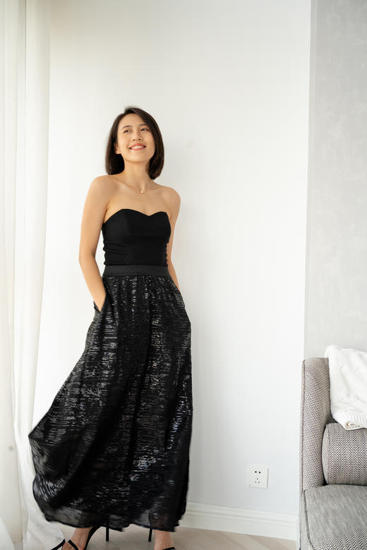 CG｜Light Sequin Slim Maxi Skirt [轻薄亮片半裙] 商品图0