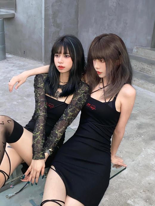 井川里予同款MATEMATE原创美之爱日文刺绣忍者多变绑带纯欲连衣裙 商品图2