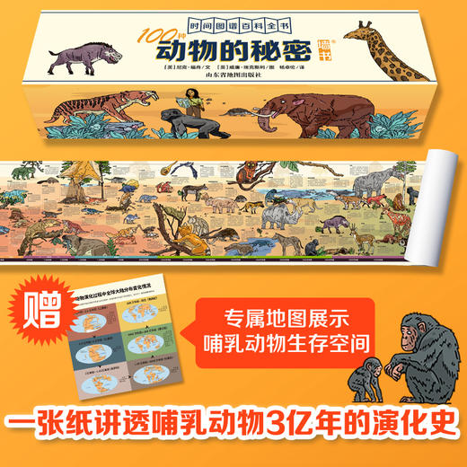 100种秘密系列墙书（全4册）5岁+ 1.8m思维导图长卷 一张纸讲透10亿年生物演化史 商品图5