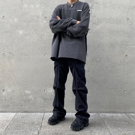 THE AIER 21AW新品拼接圆领套头卫衣宽松街头铁牌长袖 商品图2