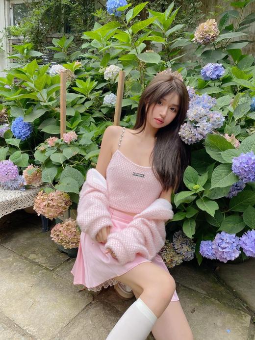 MATEMATE原创爱心水钻链条少女粉夏日吊带纯欲超仙质感背心 商品图0