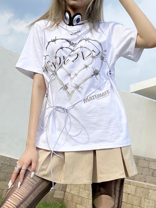 MATEMATE原创设计oversize百搭纯欲荆棘之爱绑带大T恤 商品图3