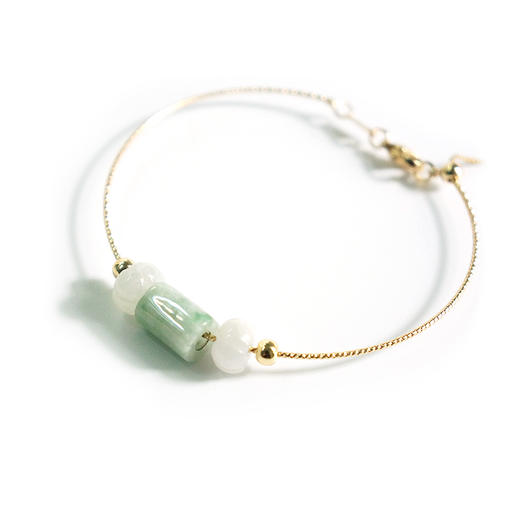 平衡小柅 翡翠14k包金 简约手环 可调节手链 中国风 时尚 商品图4