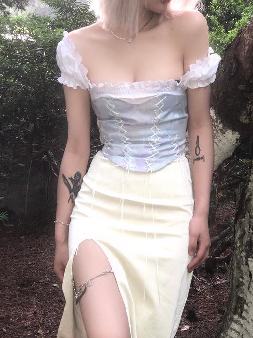 MATEMATE原创高质感白色暗蛇皮纹长裙 商品图2