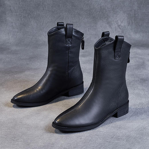 潮ins酷英伦风，尖头瘦切尔西马丁靴气质头层牛皮靴ZM-MN1818 商品图3