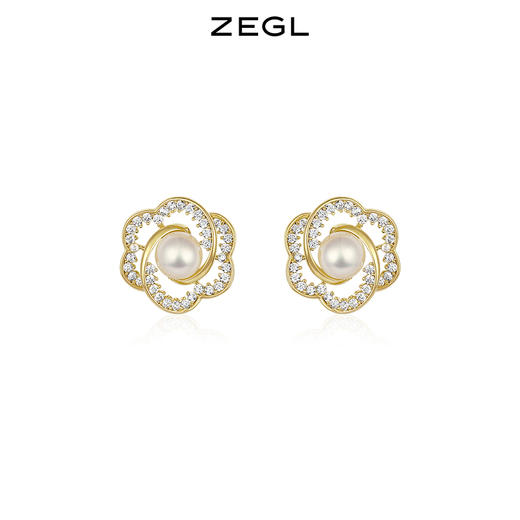 ZEGL山茶花耳环小众设计感高级人造珍珠耳钉复古925银针秋冬耳饰 商品图7