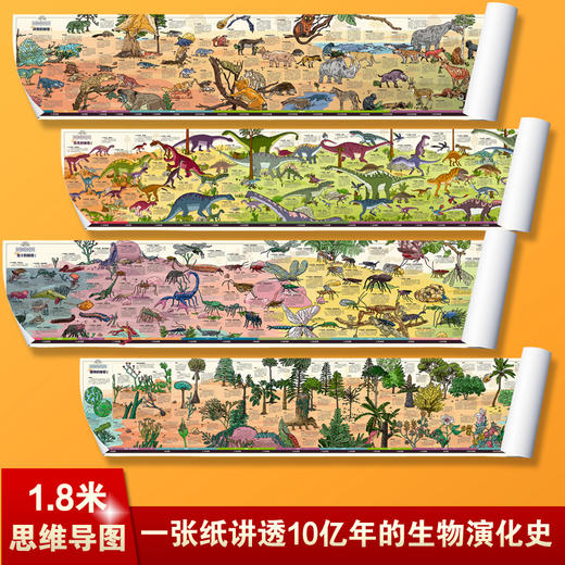 100种秘密系列墙书（全4册）5岁+ 1.8m思维导图长卷 一张纸讲透10亿年生物演化史 商品图1