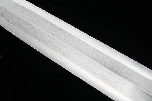 新月短剑 ▏《龙门飞甲》电影剑 百炼折叠锻造花纹钢刃 名贵黑檀木鞘 纯铜手雕剑装（未开刃） 商品图4