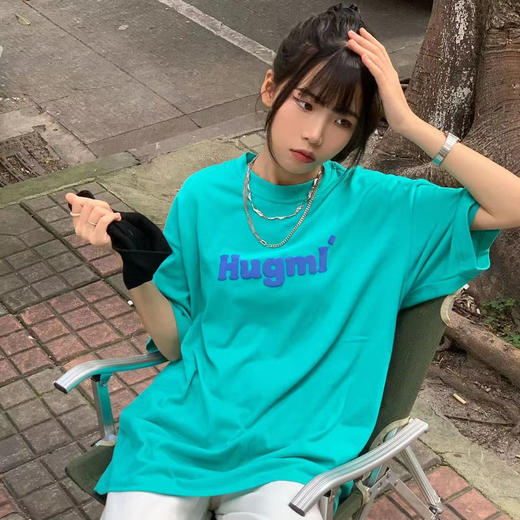 Hugmi Brand夏季冰淇淋色短袖宽松百搭ins休闲LOGO印花新款T恤 商品图1