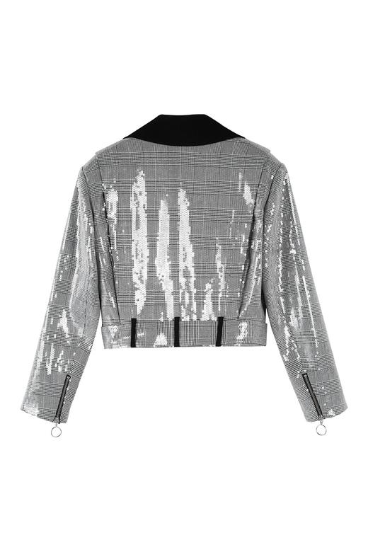 亮片千鸟格宽肩短夹克 商品图1