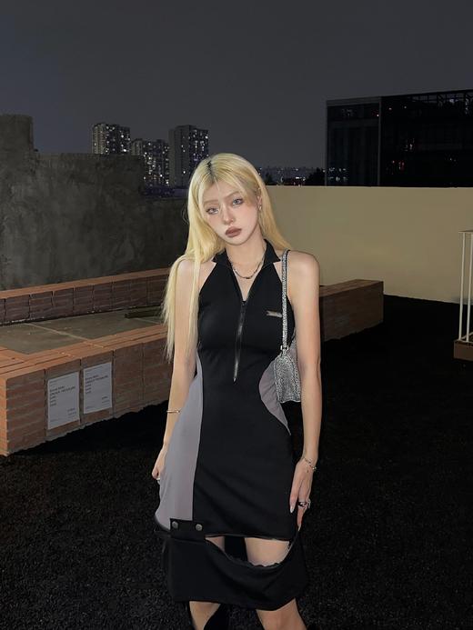 MATEMATE原创机能运动面料黑灰色拼接两穿可拆卸多穿法特工连衣裙 商品图3