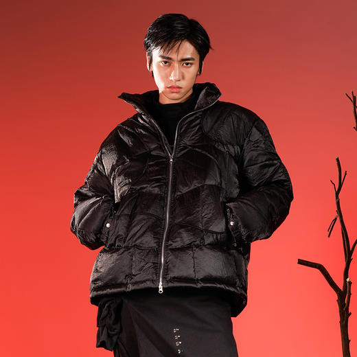 WHISTLEHUNTER(WSTHT)多缝线设计感立领宽松外套白鸭绒保暖羽绒服 商品图1