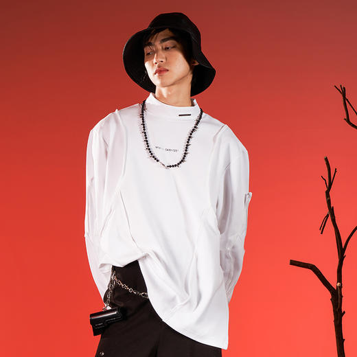 WHISTLEHUNTER(WSTHT)情侣三色基础半高领T恤 设计感反向缝线卫衣 商品图2