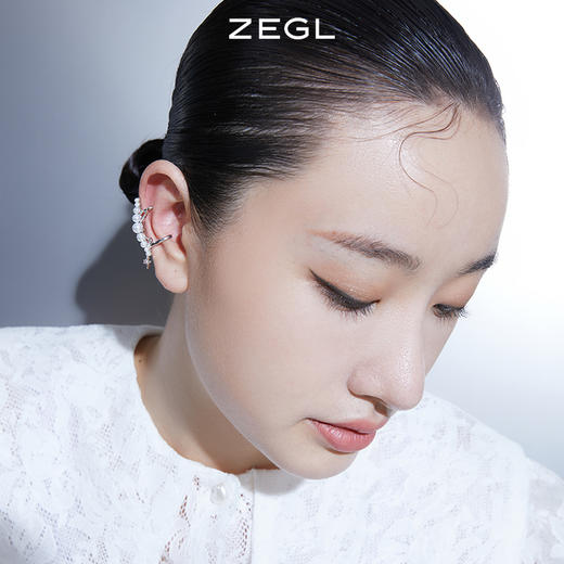 ZEGL设计师星星耳夹女无耳洞耳骨夹冷淡风人造珍珠耳环秋冬耳饰品 商品图3