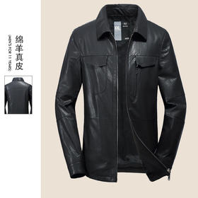 【真皮】大依优型大码薄皮衣翻领加肥加大绵羊皮外套休闲简约大号皮夹克皮草