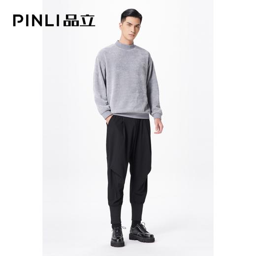 PINLI品立秋季新款男装半高领纯色百搭套头卫衣潮B213409189 商品图1